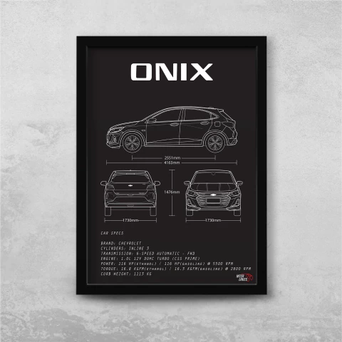 Quadro/Poster Chevrolet Onix Turbo 2020 | Preto & Branco