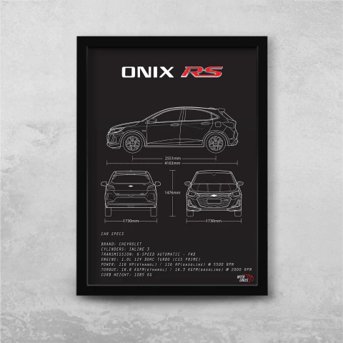 Quadro/Poster Chevrolet Onix Turbo Rs 2023 | Preto & Branco