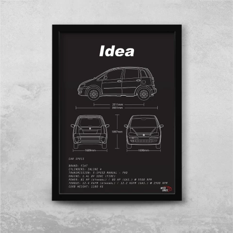 Quadro/Poster Fiat Idea 1.4 2008 | Preto & Branco