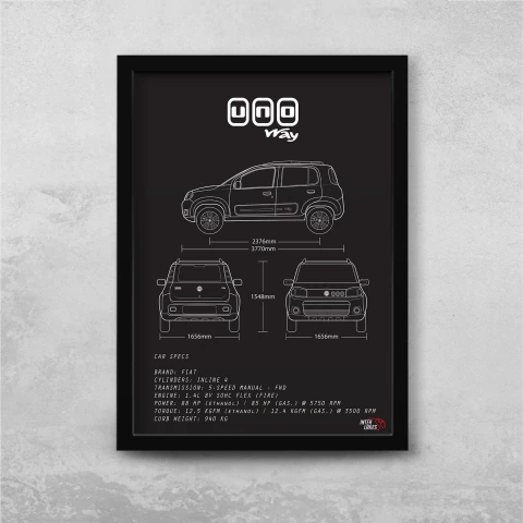 Quadro/Poster Fiat Uno Way 2010 | Preto & Branco