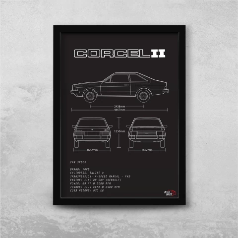 Quadro/Poster Ford Corcel Ii L 1983 | Preto & Branco