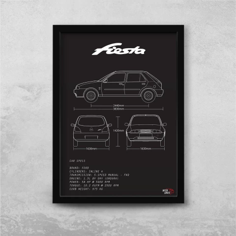 Quadro/Poster Ford Fiesta Clx 1.3 4P Mk4 1999 | Preto & Branco
