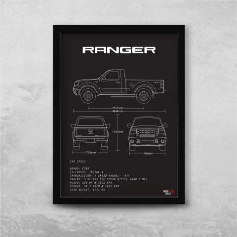 Quadro/Poster Ford Ranger 3.0 Cs 2011 | Preto & Branco