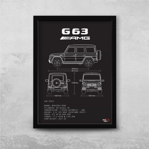 Quadro/Poster Mercedes-Benz G63 AMG W463 2016 | Preto & Branco - comprar online