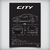 Quadro/Poster Honda City 1.5 2013 | Preto & Branco - Interlakes | Eternize sua paixão