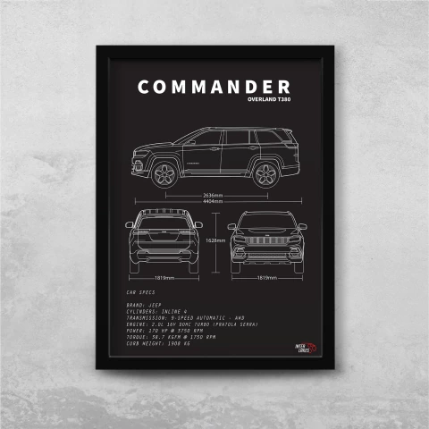 Quadro/Poster Jeep Commander Overland Td380 | Preto & Branco