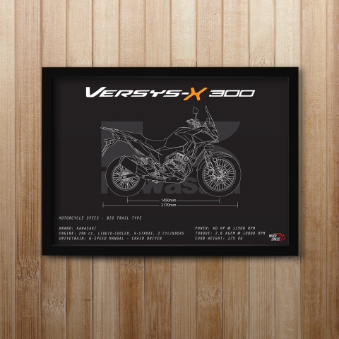 Quadro/Poster Kawasaki Versys-X 300 2020 | Preto & Branco