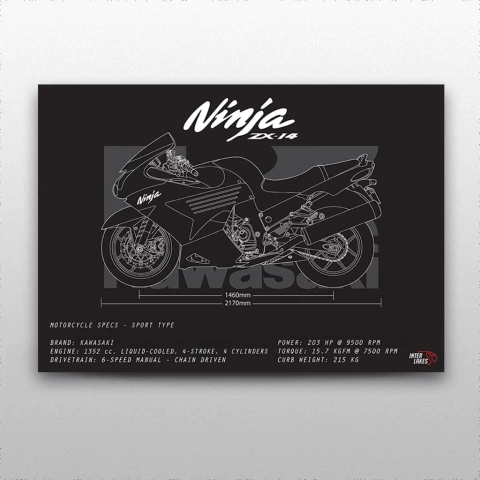 Quadro/Poster Kawasaki Zx-14R 2006 | Preto & Branco
