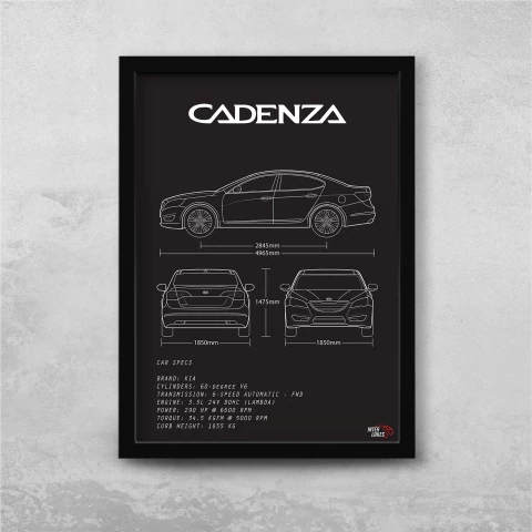 Quadro/Poster Kia Cadenza 3.5 V6 2012 | Preto & Branco