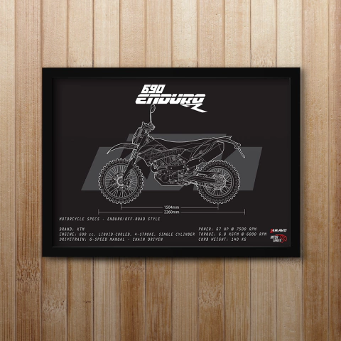 Quadro/Poster Ktm 690 Enduro R 2017 | Preto & Branco