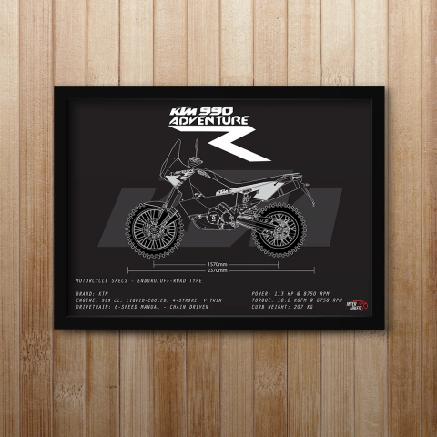 Quadro/Poster Ktm 990 Adventure R 2010 | Preto & Branco