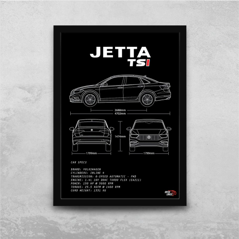 Quadro/Poster Volkswagen Jetta Tsi 1.4 2019 | Preto & Branco - comprar online