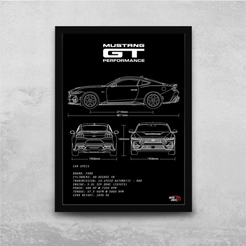 Quadro/Poster Ford Mustang Gt Performance 2024 | Preto & Branco - comprar online