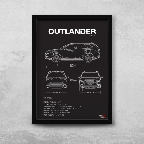 Quadro/Poster Mitsubishi Outlander Gt 2016 | Preto & Branco - comprar online