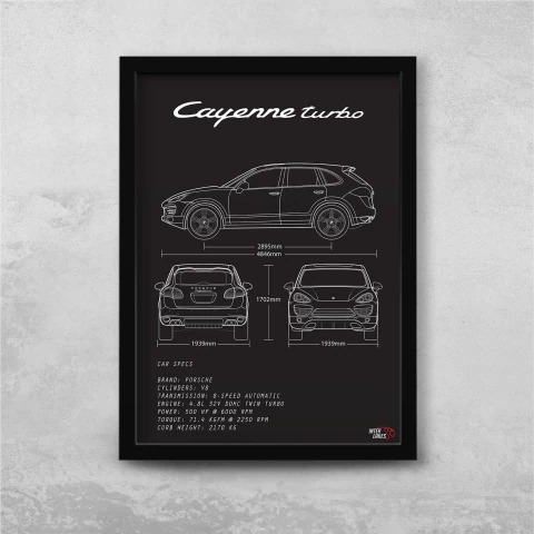 Quadro/Poster Porsche Cayenne Turbo V8 2013 | Preto & Branco