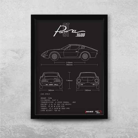 Quadro/Poster Puma Gt 1970 | Preto & Branco