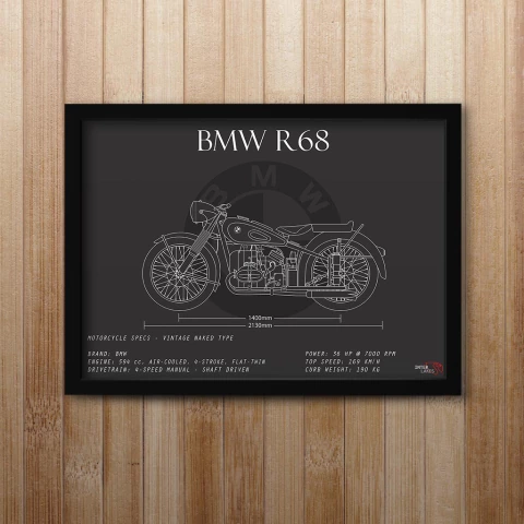 Quadro/Poster Bmw R68 | Preto & Branco