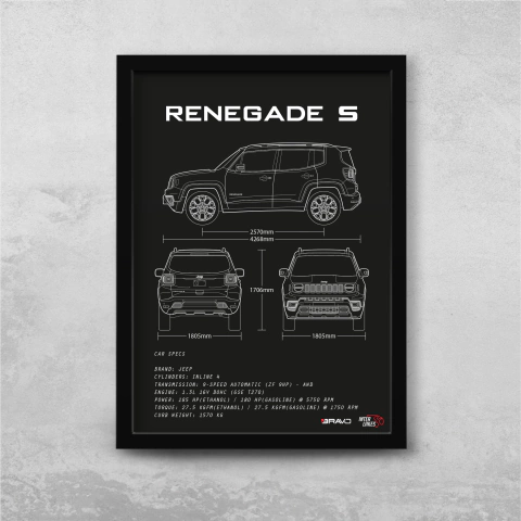 Quadro/Poster Jeep Renegade S 2022 | Preto & Branco - comprar online