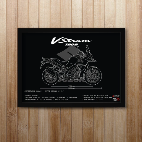 Quadro/Poster Suzuki Dl V-Strom 1000 2018 | Preto & Branco