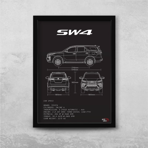 Quadro/Poster Toyota Hilux Sw4 2021 | Preto & Branco