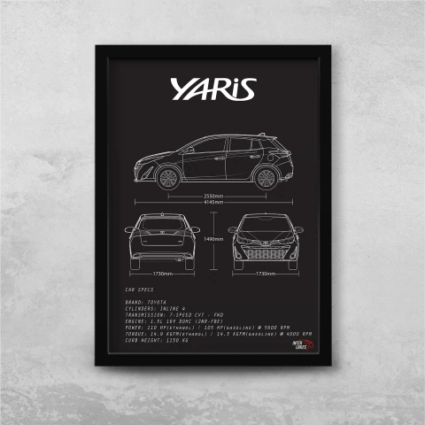 Quadro/Poster Toyota Yaris Hatch 1.5 2020 | Preto & Branco