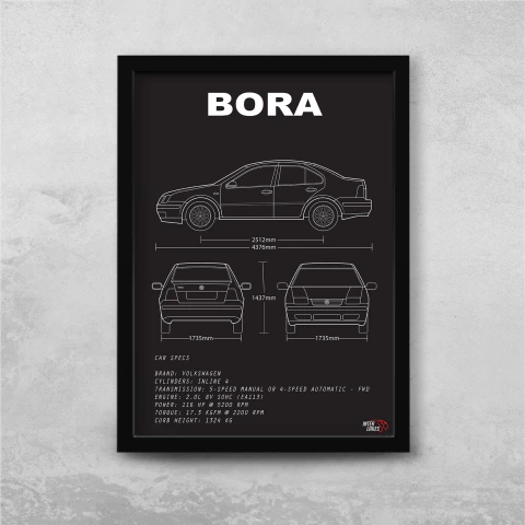 Quadro/Poster Volkswagen Bora 2.0 2001 | Preto & Branco - comprar online