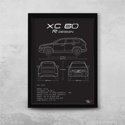 Quadro/Poster Volvo Xc60 R-Design 3.0 2012 | Preto & Branco