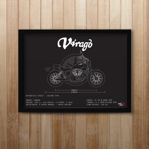 Quadro/Poster Yamaha Virago Xv 250 | Preto & Branco