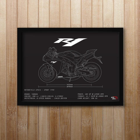 Quadro/Poster Yamaha Yzf-R1 2012 | Preto & Branco