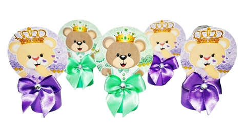 Mini Tubete Chá Revelação Ursos Lilás e Verde - 10 Unidades.