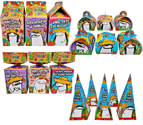 Kit Lembrancinha Festa Junina Flork Festa Fácil Papelaria 40 Caixinhas