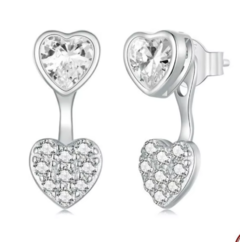 Aros dobles corazón colgante