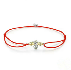 Pulsera regulable roja abeja de la abundancia