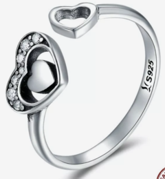 Anillo Corazon Doble Regulable