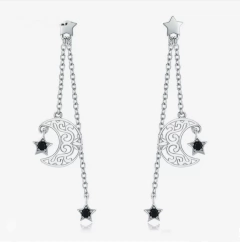 Aros Luna Y estrella Cadena Larga