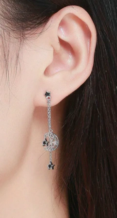 Aros Luna Y estrella Cadena Larga - comprar online