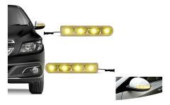 Par Pisca Seta Retrovisor Tuning 12v Universal Amarelo