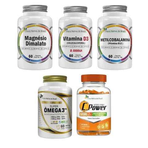 Combo Mulher 40+ ( Magnésio Dimalato, B12, D3, Ômega 3, Vitamina C ) - comprar online