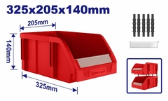 Gaveta Plastica Apilable Rojo 325mm X 205mm X 140mm Emtop