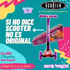 Scooter Italy Graffiti Purple Plegable 3 Ruedas Led - tienda online