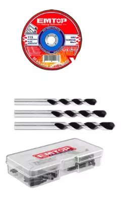 Imagen de Kit Taladro Inalámbrico Y Amoladora 115mm A Bateria Emtop ECKL20273-4