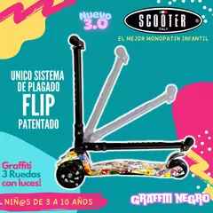 Scooter Italy Graffiti Black Plegable 3 Ruedas Led - HURLINBOX