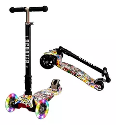 Scooter Italy Graffiti Black Plegable 3 Ruedas Led - comprar online