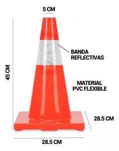 Cono Seguridad Vial 45cm Plástico Flexible Naranja en internet