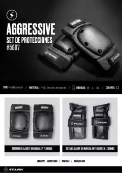 Kit Protecciones Profesional Roller Skate Stark Aggressive - comprar online