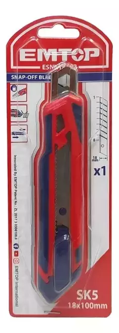 Cutter Plastico Con Grip Guia Metalica 18mm Trincheta Emtop ESNK18102 en internet
