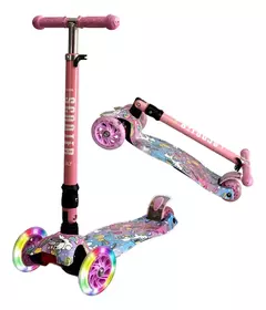 Scooter Italy Graffiti Baby Pink Unicornio Plegable 3 Ruedas Led - comprar online
