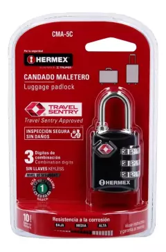 Candado Maletero De Combinación 27mm Tsa Hermex 46291 - HURLINBOX