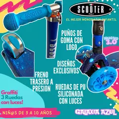 Imagen de Scooter Italy Graffiti Blue Plegable 3 Ruedas Led