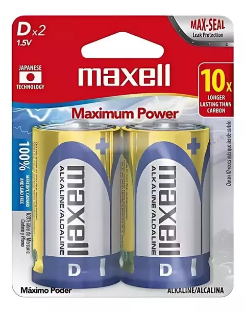 Pila Alcalina Tipo D Maxell Pack X2